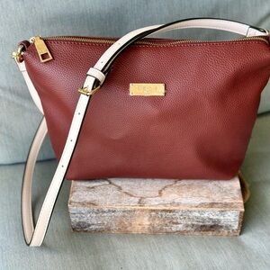 bebe Brown Crossbody Bag with Cream Strap